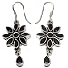 Silver Dangle Earrings Onyx Gemstone Jewelry 1.5 inches (erg106)