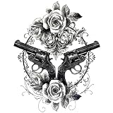 Men's Shooter Shirt (Sleeveless T-Shirt) : Outlaw - Goth Design with Guns and Roses