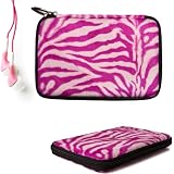 VanGoddy Magenta Zebra Print Coby Kyros 7 Inch Tablet Faux Fur Hard Carrying Case + Pink Coby Kyros 7 Inch Tablet Compatible Noise Cancelling Ear Buds