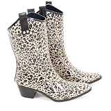 Capelli Shiny Baby Leopard Cowboy Print Rainboots