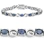 10.05 Carat Genuine Blue Sapphire Oval Sterling Silver Bracelet