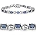 10.05 Carat Genuine Blue Sapphire Oval Sterling Silver Bracelet