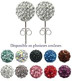 Clou doreilles cristal Swarovski, 8MM bling bling! © Avantgarde Jewels - argent 925 - boucles doreilles en argent faites avec plus de 70 cristaux Swarovski