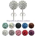 Clou d'oreilles cristal Swarovski, 8MM bling bling! � Avantgarde Jewels - argent 925 - boucles d'oreilles en argent faites avec plus de 70 cristaux Swarovski