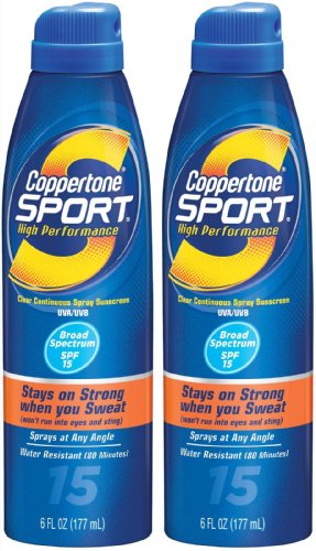 Coppertone Sport Continuous Spray SPF 15 Sunscreen-6 oz, 2 pack