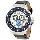 Stuhrling Original Men's 160F2.332U52 Apocalypse Trinity Chronograph Silver Dial Blue Bezel Watch