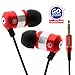 GOgroove audiOHM Ergonomic Metallic Red Earbuds with Interchangeable Noise-Reduction Silicon Ear Pieces (4 sizes)