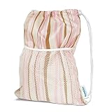 Bumkins Waterproof Tote Bag - Rose/Chocolate Stripes