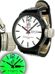 Tauchmeister T0178 XL Black Military Dive Watch with Luminous Dial