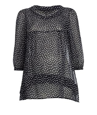 Maternity Three-Quarter Sleeve Polka Dot Chiffon Blouse