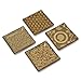 Japanese Stoneware Plate Set Includes 4 Plates Each with a Different Design, Sepia