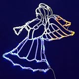 Vickerman Lighted LED Angel with Horn Christmas Window Silhouette Decoration, 17"