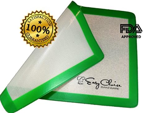 Easy Choice Non-Stick Silicone Baking Mats - Includes 2 Free eCookBooks - "Grandma's Hand-Picked Cookie Recipes" and "Delicious Baking Mat Family Recipes" - Choice of Either Green or Yellow - FDA Approved - 100% Satisfaction Guaranteed