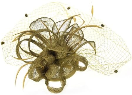 Headwear for Women, Occasion Fascinator Beautifully Sculptured with Subtle Goose Tail feathers, matching netted veil overhangs the face with velvet balls. It's a sheer delightful style! Perfect for weddings or Cocktail Parties. Great Value. 2 colour options.