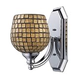 Elk Lighting 570-1N-GLD 1 Light Vanity In Satin Nickel And Gold Mosaic Glass