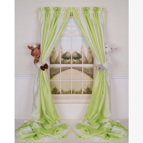 Cheap Curtain Critters Plush Cowboy, Cowgirl Barnyard Brown Pony and White Lamb Curtain Tieback, Car Seat, Stroller, Crib Toys Collector Set