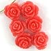6 14mm coral carved rose flower pendant bead pink