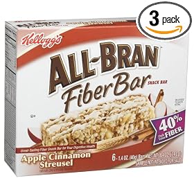 All-Bran Apple Cinnamon Streusel Fiber Bar, 6-Count Bars (Pack of 3)