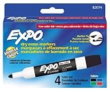 EXPO For Use in Low Odor Dry Erase Markers, Bullet Tip, Assorted, 4 per Set (82074)