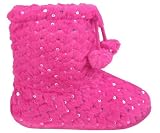Capelli New York Textured Bunny Fur Boot With Tie & Pom Girls Indoor Slipper Ferry Fuchsia 10/11