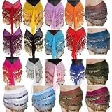 Belly Dancing Hip Scarves - Aqua with Silver Coins