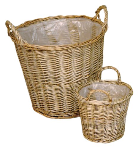 Hansen 3/113/1-2 2-er Pflanzkorb-Set aus Vollweide mit Plastikfutter / &oslash; 22 H 19 cm, &oslash; 39  Preisvergleich