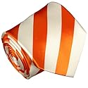 Paul Malone Krawatte 100% Seide orange weiss gestreift