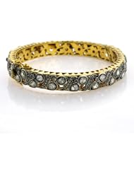 14kt Solid Gold Rose Cut Diamond Bangle Vintage Style Jewelry