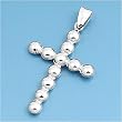 Sterling Silver Pendant - Cross - Beaded Pattern - 37mm Pendant Height