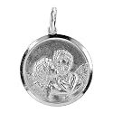 Sterling Silver Satin Shiny Kissing Angel Charm