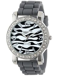 Cerentino Womens CR104-GRY  Grey Silicone Rubber Zebra Print Dial Watch