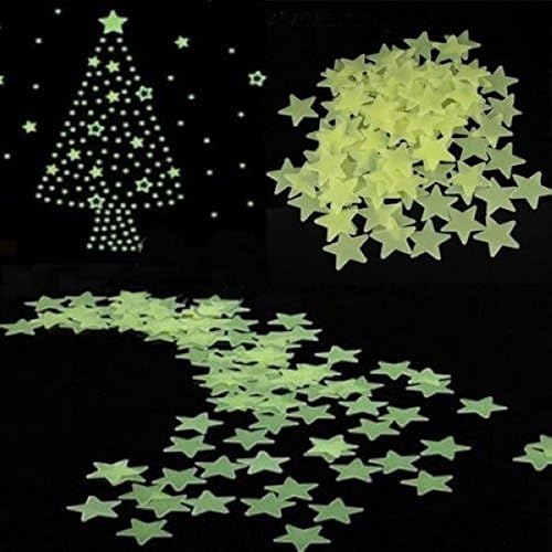 100pcs 3d Stars Glow in the Dark Luminous Fluorescent Plastic Wall Stickers