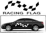 Produkt-Bild: Racing Flag Rennflagge Auto Aufkleber Motiv 1606_19, 7 Farben (rot, orange, schwarz, wei&iuml;&iquest;&frac12;, metallic-silber, blau, violett), 1 x linke und 1 x rechte Seite, Breite ca 67 cm (2 St&iuml;&iquest;&frac12;ck)