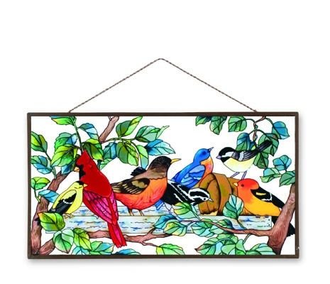 Joan Baker Designs APM205 Birds of a Feather Glass Art Panel, 19-1/2 by 10-1/2-Inch
