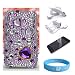 Big Diamond Purple Heart Rhinestones Back Cover for IPod Touch 2g 3g + Clear Screen Protector + Car Charger + Wall Charger + Wristband