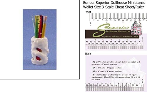 Dollhouse Porcelain Pen Holder W/pens w/BONUS Wallet 3-Scale Ruler
