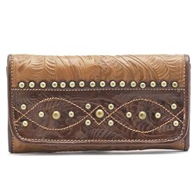 American West Leather Trifold Wallet Mojave Dune by Western Style Wallets