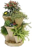 Review Stack-n-Plant  / Self Watering STONE Plant & Flower Pots - Set of 3 Stackable LARGE Planter Tubs with Tray. (Flowers not included)