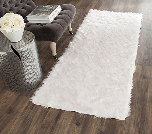 Safavieh Faux Silky Sheepskin Ivory Shag Runner FSS235A (2'6" x 8')
