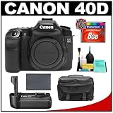 Canon EOS 40D 10.1-Megapixel Digital SLR Camera Body with Canon BG-E2N Battery Grip + 8GB CF Memory Card + Spare BP-511 Battery + Case + Cleaning Kit