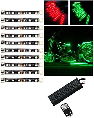AXGLOW 10pc RGB Motorcycle LED Lights Kit Remote Control and Waterproof Neon Flexible Strip