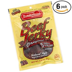 Bridgford Beef Jerky, Original 99% Fat Free, 3.25-Ounce Pouches (Pack of 6) by Bridgford