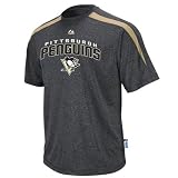NHL Pittsburgh Penguins Fanfare IV Short Sleeve Crew Neck Synthetic Marbled Tee, Charcoal Marled/Vegas Gold, XX-Large