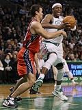 New Jersey Nets v Boston Celtics: Paul Pierce and Kris Humphries Photographic Poster Print by Elsa ., 42x56