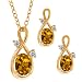 1.93 Ct Oval Orange Tourmaline Gemstone 14k Yellow Gold Pendant Earrings Set
