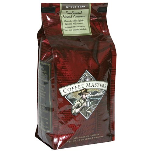 Coffee Masters Flavored Coffee, Almond Amaretto Decaffeinated, Whole Bean, 12-Ounce Valve... by Coffee Masters