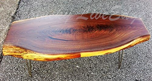 Live Edge Coffee Table- Walnut- Oval Coffee Table- Surfboard Coffee Table- Hairpin Legs- Mid Century Modern- Rustic