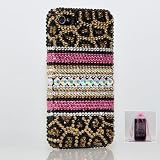 Swarovski Luxury Leopard Crystal Bling Case Cover for iphone 4 / 4s 100% Handcrafted by BlingAngels + Branded Pink Carrying Pouch