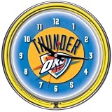 Oklahoma City Thunder NBA Chrome Double Ring Neon Clock