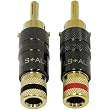 GLS Audio Locking Series "Generation 4" Gold Connector Banana Plugs Banana Clips - 20 Pack (10 Reds & 10 Blacks)